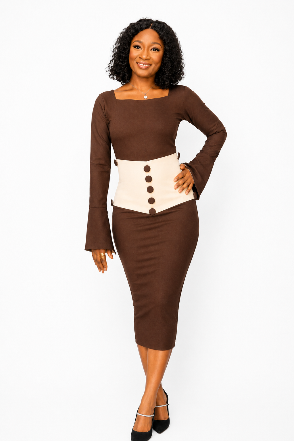 Chocolate and Cream Grace Midi Dress (pre-order)