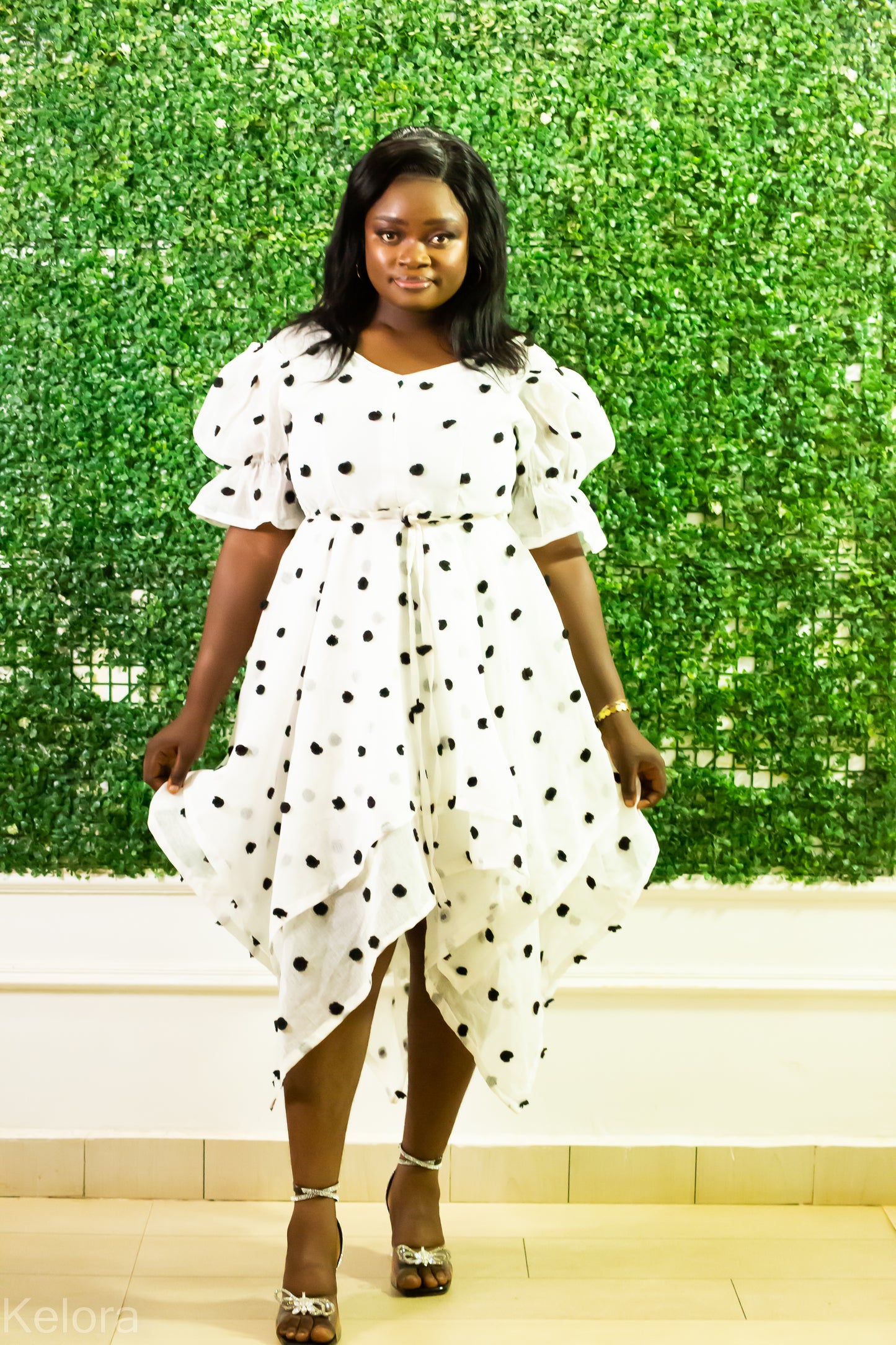 Lumière Polka Midi Dress