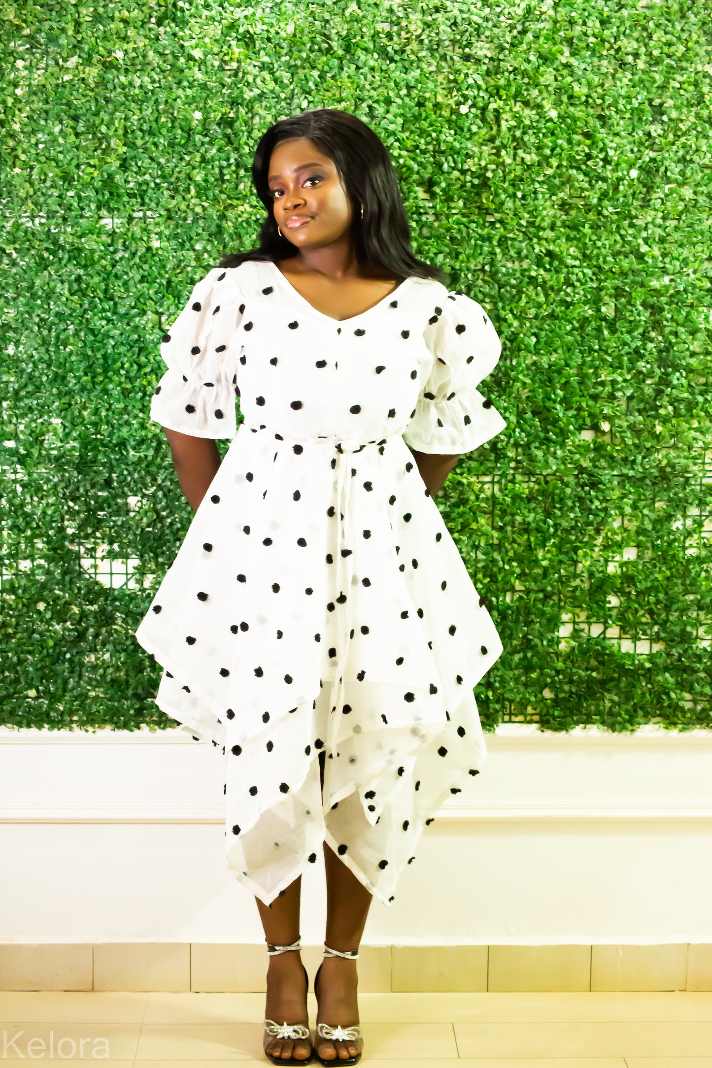 Lumière Polka Midi Dress