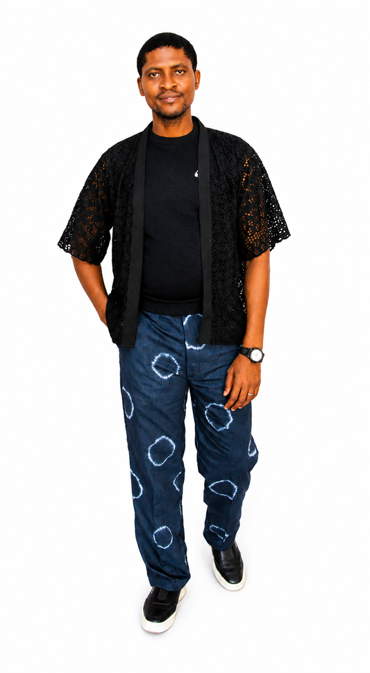 Black Lace Adire Men’s Set