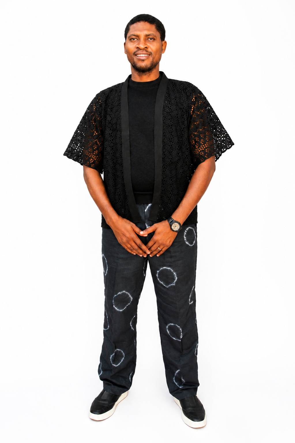 Black Lace Adire Men’s Set