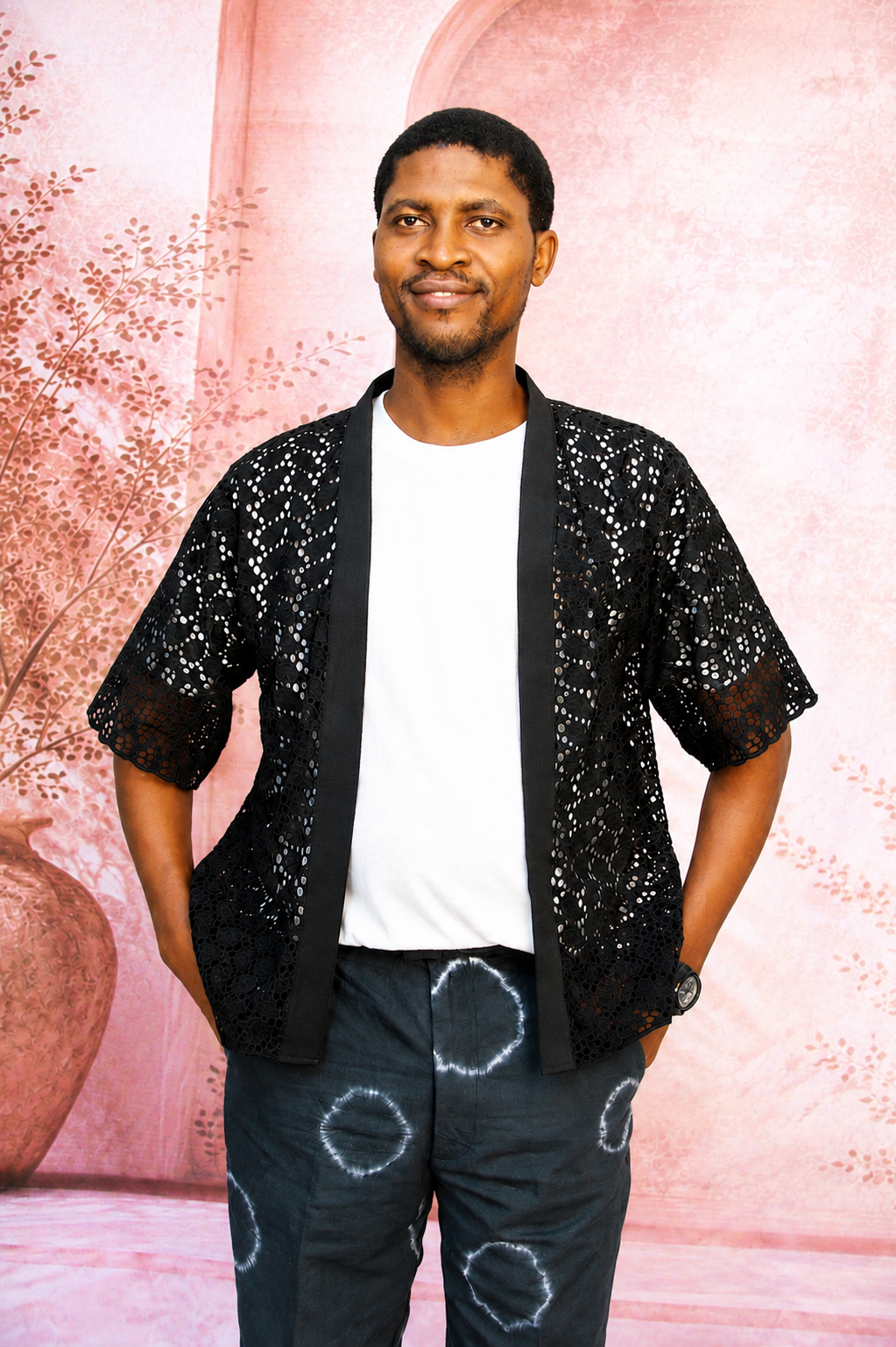 Black Lace Adire Men’s Set
